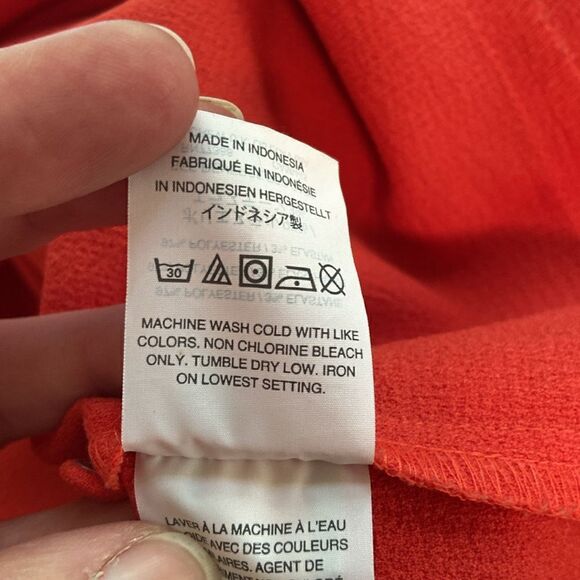 Madewell Red Orange Flutter Short Sleeve Lightweight Blouse Size Medium - Picture 8 of 8